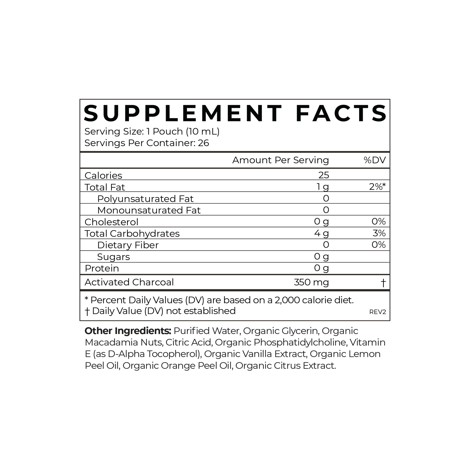 Activated Charcoal Supplement Facts